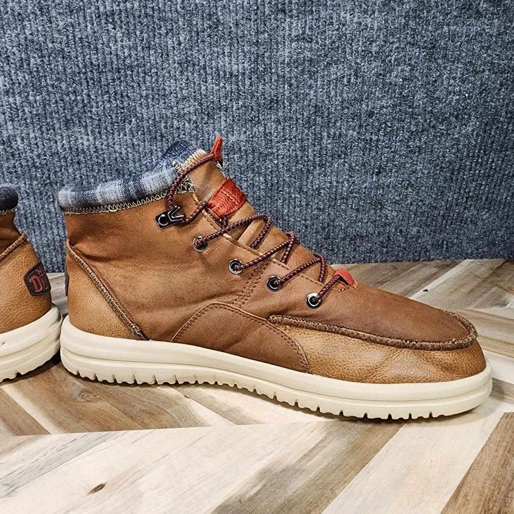 HEY DUDE BRADLEY CLASSIC Cognac Leather Lace Up Round Toe Anke Boot Men's 11